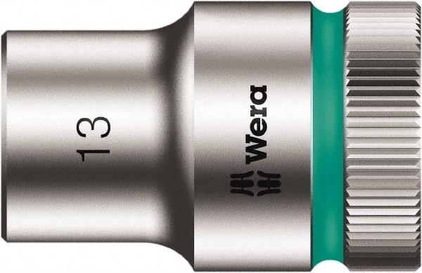 Wera - 1/2" Drive, Standard Hand Socket - 6 Points, Chrome Vanadium, Chrome Finish - Exact Industrial Supply