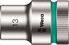 Wera - 1/2" Drive, Standard Hand Socket - 6 Points, Chrome Vanadium, Chrome Finish - Exact Industrial Supply