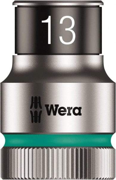 Wera - 10 Piece 1/2" Drive Thin Wall Standard Socket Set - 6 Points, 10 to 19mm, Metric Measurement Standard - Exact Industrial Supply
