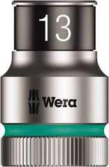 Wera - 10 Piece 1/2" Drive Thin Wall Standard Socket Set - 6 Points, 10 to 19mm, Metric Measurement Standard - Exact Industrial Supply