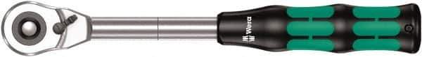 Wera - 1/2" Drive Pear Head Ratchet - Chrome Vanadium Finish, 11" OAL, 72 Gear Teeth, Ergonomic Cushion Grip Handle - Exact Industrial Supply