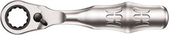 Wera - 1/4" Splined Drive Pear Head Mini-Ratchet Drive - Chrome Vanadium Finish, 4" OAL, 60 Gear Teeth, Forged Grip Handle - Exact Industrial Supply