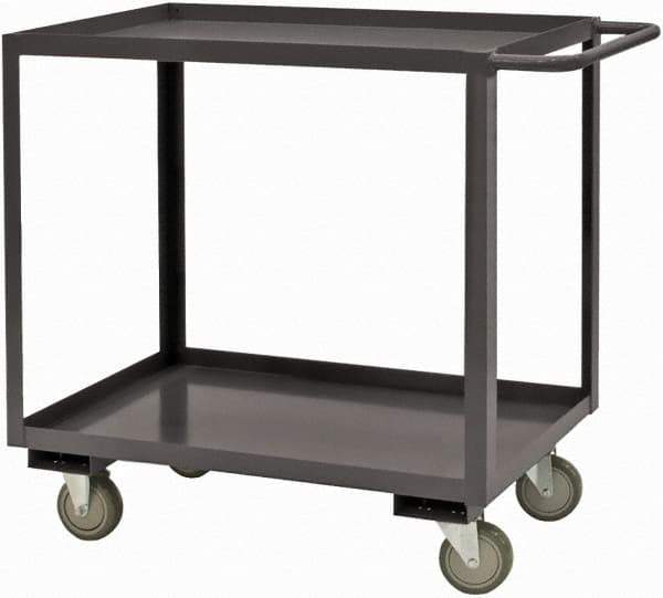 Durham - 2,400 Lb Capacity, 36" Wide x 18" Long x 37-5/8" High Service Cart - 2 Shelf, Steel, 2 Rigid/2 Swivel Casters - Exact Industrial Supply