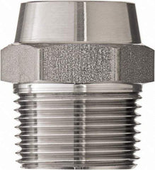 Made in USA - 1-1/2" Grade 304 Stainless Steel Pipe Hex Nipple - MNPT x Butt Weld End Connections, 1,000 psi - Exact Industrial Supply