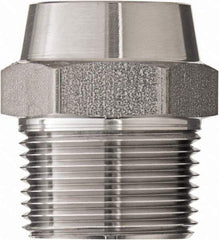 Made in USA - 1-1/4" Grade 316 Stainless Steel Pipe Hex Nipple - MNPT x Butt Weld End Connections, 1,250 psi - Exact Industrial Supply