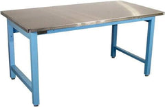 Proline - 72 Wide x 36" Deep x 36" High, Stainless Steel Workbench - Adjustable Height Legs, Light Blue - Exact Industrial Supply