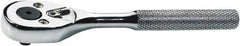 Proto - 1/4" Drive Pear Head Ratchet - Full Polish Chrome Finish, 5" OAL, 90 Gear Teeth, Standard Handle, Reversible Head - Exact Industrial Supply