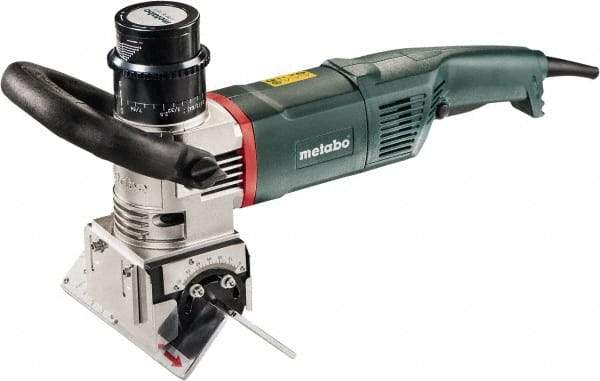 Metabo - 0 to 90° Bevel Angle, 5/8" Bevel Capacity, 12,000 RPM, 900 Power Rating, Electric Beveler - 14.2 Amps, 1/4" Min Workpiece Thickness - Exact Industrial Supply