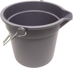 O-Cedar - 14 Qt, 11" High, Plastic Round Gray Single Pail with Pour Spout - Handle Included, 12" Top Diam - Exact Industrial Supply