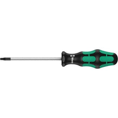 Wera - T8 Tamper Resistant Torx Driver - 2-3/8" Blade Length, 8-17/64" OAL, Ergonomic Handle, Chrome Plated Steel - Exact Industrial Supply