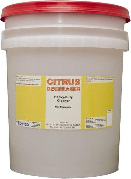 Detco - 5 Gal Bucket Cleaner/Degreaser - Liquid, Butyl-Based, Citrus - Exact Industrial Supply