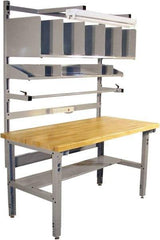 Proline - 72 Wide x 30" Deep x 36" High, Maple Workbench - Adjustable Height Legs, Light Gray - Exact Industrial Supply