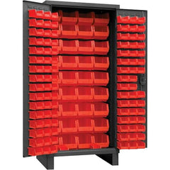 Durham - 132 Bin Storage Cabinet - Steel, 36" Wide x 24" Deep x 78" High, Gray - Exact Industrial Supply