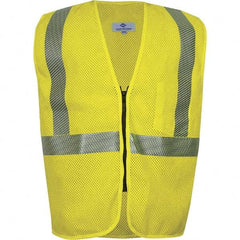 National Safety Apparel - Size S Flame Resistant/Retardant Yellow Mesh Public Safety High Visibility Vest - Exact Industrial Supply