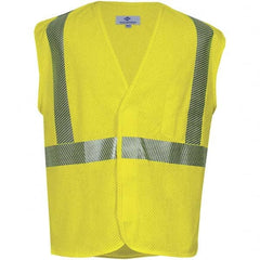 National Safety Apparel - Size L Flame Resistant/Retardant Yellow Mesh Public Safety High Visibility Vest - Exact Industrial Supply