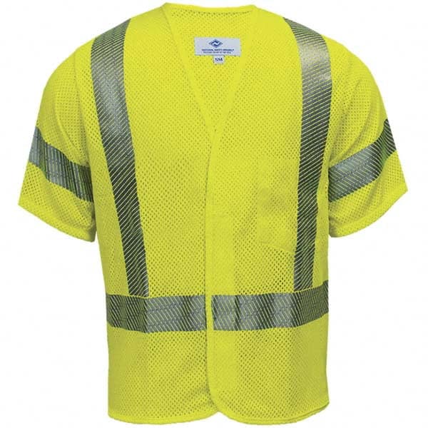 National Safety Apparel - Size L Flame Resistant/Retardant Yellow Mesh Public Safety High Visibility Vest - Exact Industrial Supply