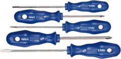 Felo - 5 Piece Phillips & Slotted Screwdriver Set - Bit Sizes: Philips #1 to #2, Comes in Cardboard/Plastic Window - Exact Industrial Supply
