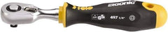 Felo - 1/4" Drive Pear Head Ratchet - Chrome Vanadium Finish, 8-1/2" OAL, 72 Gear Teeth, Cushion Grip Handle - Exact Industrial Supply