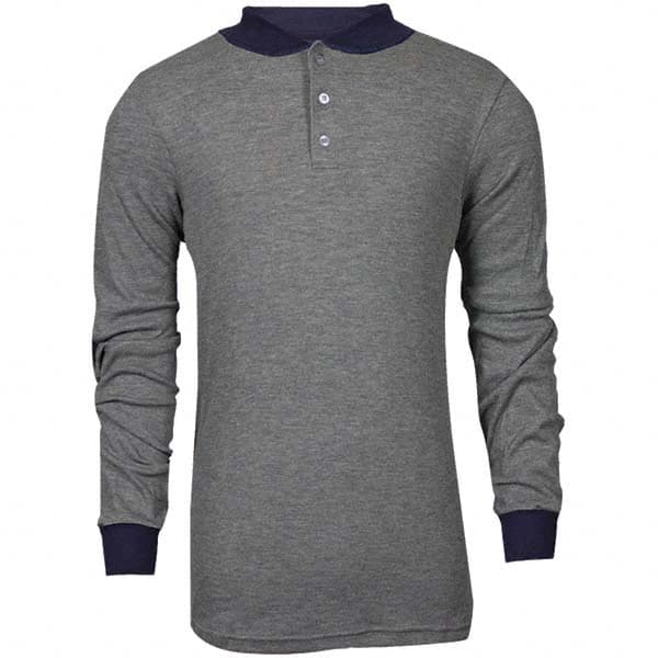 National Safety Apparel - Size 2XL Gray Flame Resistant/Retardant Long Sleeve T-Shirt - Exact Industrial Supply
