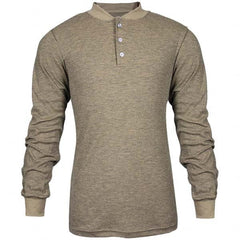 National Safety Apparel - Size 3XL Tan Flame Resistant/Retardant Long Sleeve T-Shirt - Exact Industrial Supply