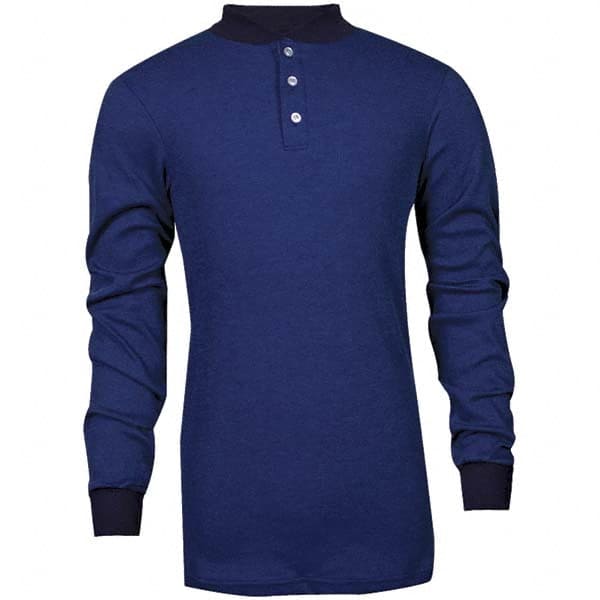 National Safety Apparel - Size 3XL Royal Blue Flame Resistant/Retardant Long Sleeve T-Shirt - Exact Industrial Supply