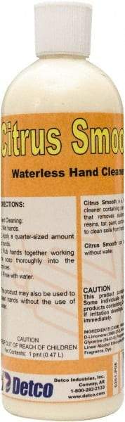 Detco - 16 oz Squeeze Bottle Waterless Cream Waterless Hand Cleaner - Yellow, Citrus Scent - Exact Industrial Supply