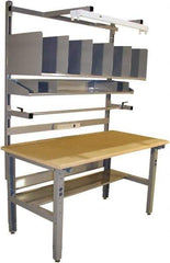 Proline - 72 Wide x 30" Deep x 36" High, Coated MDF Workbench - Adjustable Height Legs, Light Gray - Exact Industrial Supply