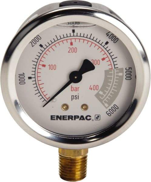 Enerpac - Hydraulic Pressure Gages & Adapters Type: Liquid-Filled Gauge Pressure Rating: 0 - 6000 - Exact Industrial Supply