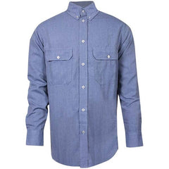 National Safety Apparel - Size 4XL Light Blue Flame Resistant/Retardant Long Sleeve Button Down Shirt - Exact Industrial Supply