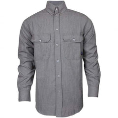 National Safety Apparel - Size 2XL Gray Flame Resistant/Retardant Long Sleeve Button Down Shirt - Exact Industrial Supply
