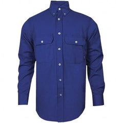 National Safety Apparel - Size 4XL Royal Blue Flame Resistant/Retardant Long Sleeve Button Down Shirt - Exact Industrial Supply