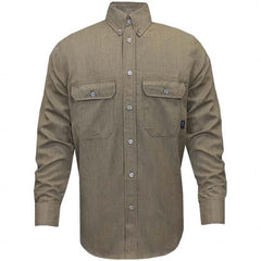 National Safety Apparel - Size S Tan Flame Resistant/Retardant Long Sleeve Button Down Shirt - Exact Industrial Supply
