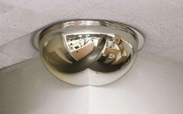 Se-Kure Domes&Mirrors - Indoor Round Dome Safety, Traffic & Inspection Mirrors - Acrylic Lens, 26" Diam, 26' Max Covered Distance - Exact Industrial Supply