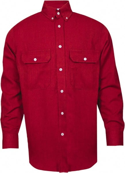 National Safety Apparel - Size 2XL Red Flame Resistant/Retardant Long Sleeve Button Down Shirt - Exact Industrial Supply