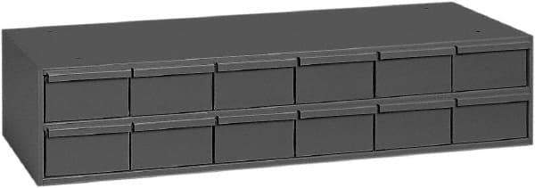 Durham - 12 Drawer, Small Parts Steel Storage Cabinet - 11-5/8" Deep x 33-3/4" Wide x 7-3/8" High - Exact Industrial Supply