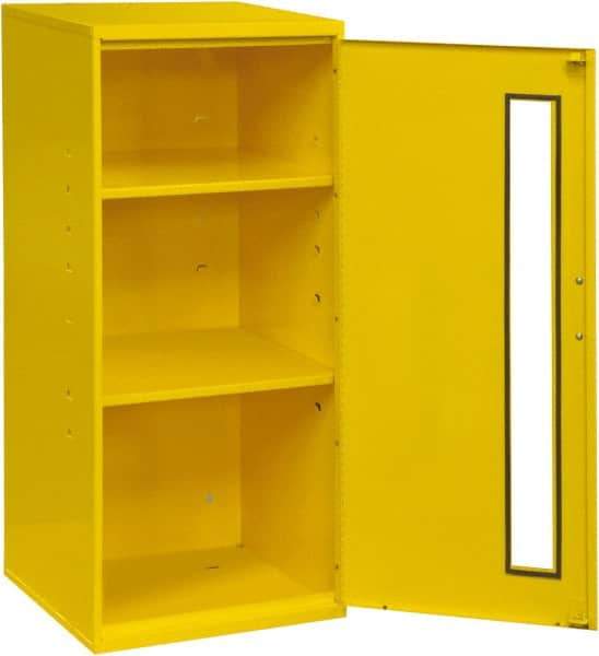 Durham - 2 Shelf Wall Storage Cabinet - Steel, 13-3/4" Wide x 12-3/4" Deep x 30" High, Yellow - Exact Industrial Supply