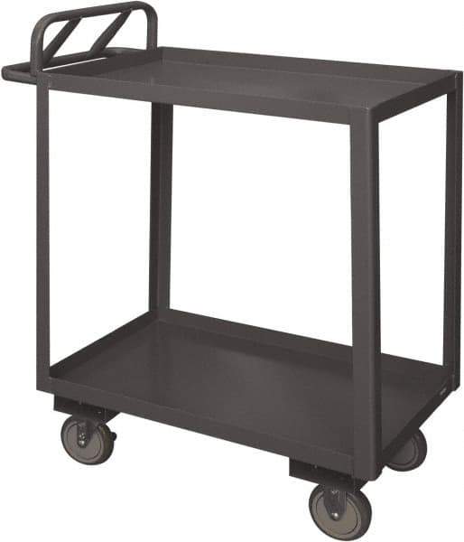 Durham - 1,200 Lb Capacity, 18" Wide x 30" Long x 38" High Service Cart - 2 Shelf, Steel, 2 Rigid/2 Swivel Casters - Exact Industrial Supply