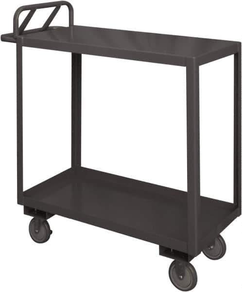 Durham - 1,200 Lb Capacity, 18" Wide x 30" Long x 38" High Service Cart - 2 Shelf, Steel, 2 Rigid/2 Swivel Casters - Exact Industrial Supply