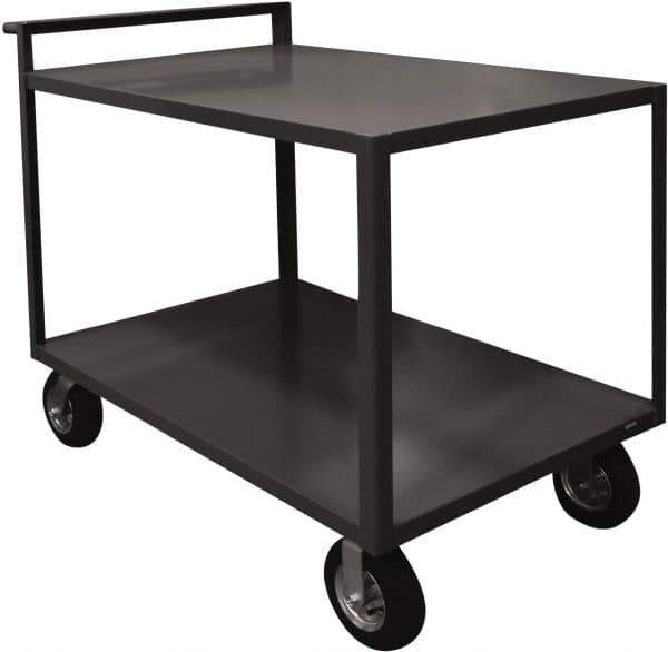 Durham - 1,500 Lb Capacity, 24" Wide x 48" Long x 39-7/16" High Service Cart - 2 Shelf, Steel, 2 Rigid/2 Swivel Casters - Exact Industrial Supply