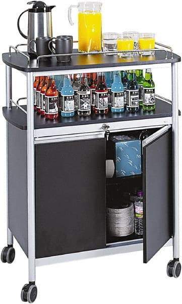 Safco - 50 Lb Capacity, 33-1/2" Wide x 21-3/4" Long x 43" High Mobile Cart - 2 Door, 1 Drawer, 1 Shelf, Steel, 4 Swivel Casters - Exact Industrial Supply