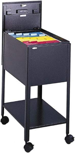 Safco - 13-1/2" Wide x 19-1/4" Long x 28" High Tote Cart - 1 Door, 1 Shelf, Steel - Exact Industrial Supply