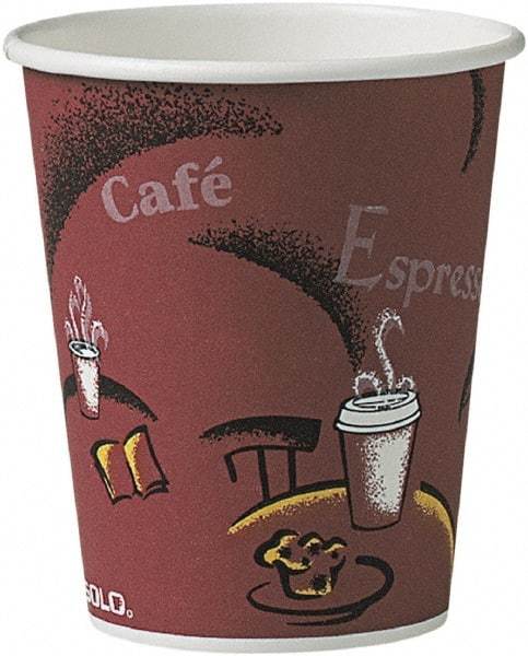 Solo - Bistro Design Hot Drink Cups, Paper, 10 oz, 300/Carton - Maroon - Exact Industrial Supply