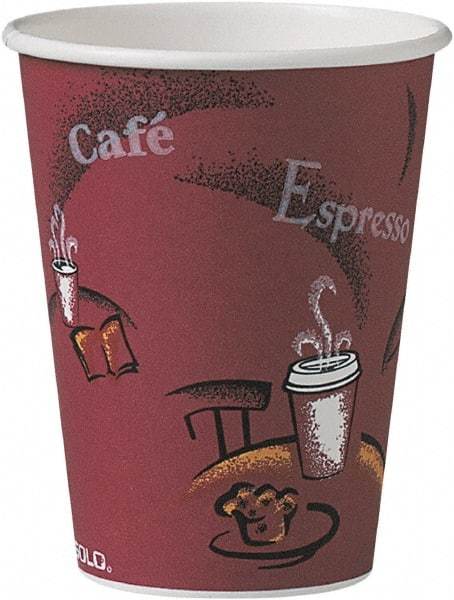 Solo - Bistro Design Hot Drink Cups, Paper, 12 oz, 300/Carton - Maroon - Exact Industrial Supply