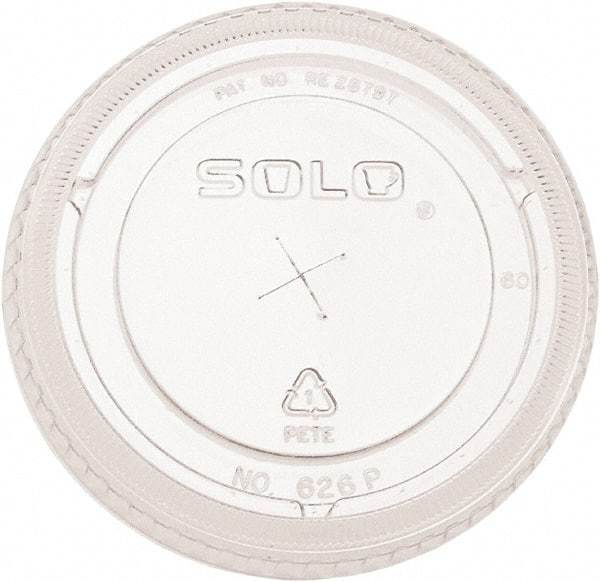 Solo - PETE Flat Straw-Slot Cold Cup Lids, Fits 16-24 oz, 100/Pack, 10 Packs/Carton - Clear - Exact Industrial Supply