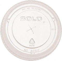 Solo - PETE Flat Straw-Slot Cold Cup Lids, Fits 16-24 oz, 100/Pack, 10 Packs/Carton - Clear - Exact Industrial Supply