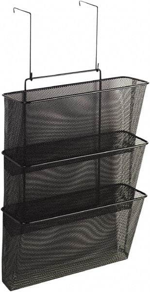 FELLOWES - 12-5/8" Wide x 8-1/4" Deep x 23-1/4" High, 3 Compartments, Wire Mesh Wall File - Black, 10" Compartment Width x 2-1/2" Compartment Depth x 12" Compartment Height - Exact Industrial Supply