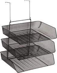 FELLOWES - 11-1/8" Wide x 14" Deep x 14-3/4" High, 3 Compartments, Wire Mesh 3 Tier Organizer - Black, 9" Compartment Width x 6" Compartment Depth x 12" Compartment Height - Exact Industrial Supply