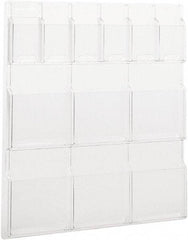 Safco - 30" Wide x 2" Deep x 34-3/4" High, 12 Compartments, Plastic Literature Display Board - Clear, 9-1/2" Compartment Width x 2" Compartment Depth x 9" Compartment Height - Exact Industrial Supply