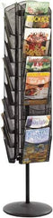Safco - 15" Wide x 16-1/2" Deep x 66" High, 30 Compartments, Steel Rotary Literature Rack - Black, 9-1/2" Compartment Width x 5" Compartment Depth x 10" Compartment Height - Exact Industrial Supply