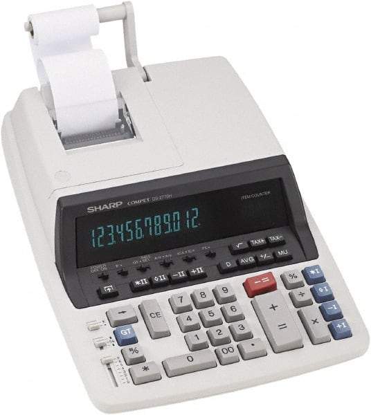 Sharp - Fluorescent Printing Calculator - 17mm Display Size, Light Gray, AC Powered, 12-1/2" Long x 8-3/4" Wide - Exact Industrial Supply